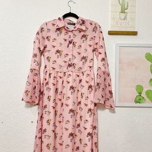 Pink floral long sleeve maxi dress
